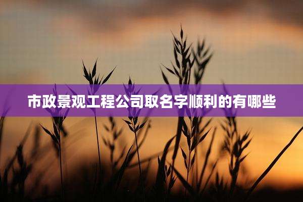 市政景观工程公司取名字顺利的有哪些