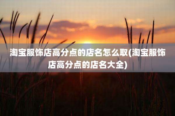 淘宝服饰店高分点的店名怎么取(淘宝服饰店高分点的店名大全)