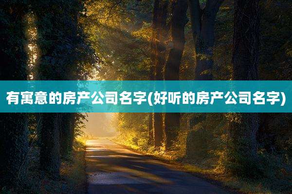 有寓意的房产公司名字(好听的房产公司名字)
