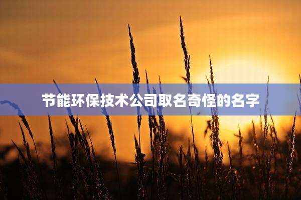 节能环保技术公司取名奇怪的名字