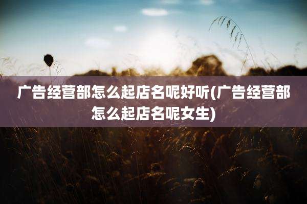 广告经营部怎么起店名呢好听(广告经营部怎么起店名呢女生)
