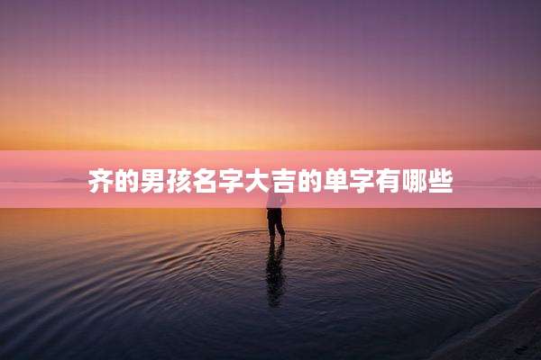 齐的男孩名字大吉的单字有哪些