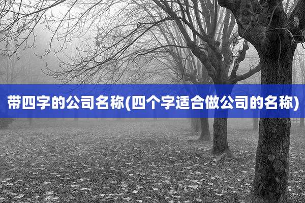 带四字的公司名称(四个字适合做公司的名称)