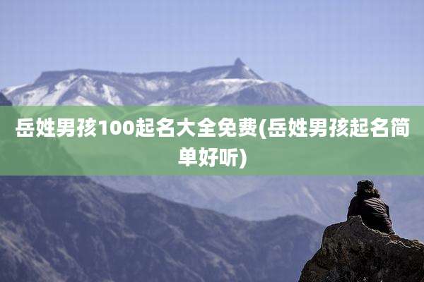 岳姓男孩100起名大全免费(岳姓男孩起名简单好听)