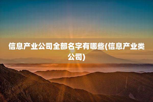 信息产业公司全部名字有哪些(信息产业类公司)