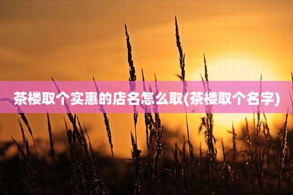 茶楼取个实惠的店名怎么取(茶楼取个名字)