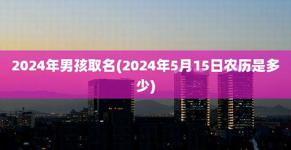 2024年男孩取名(2024年5月15日农历是多少)