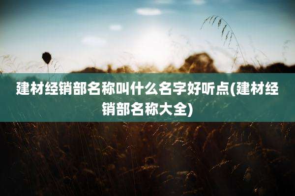 建材经销部名称叫什么名字好听点(建材经销部名称大全)