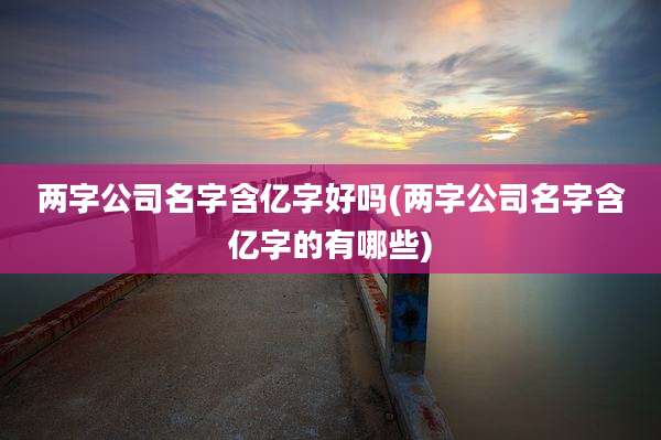 两字公司名字含亿字好吗(两字公司名字含亿字的有哪些)