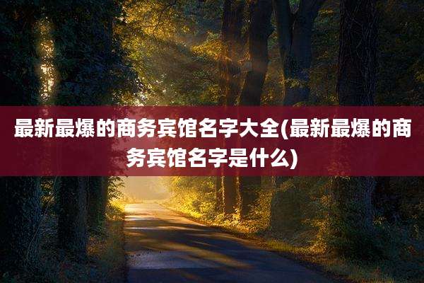 最新最爆的商务宾馆名字大全(最新最爆的商务宾馆名字是什么)