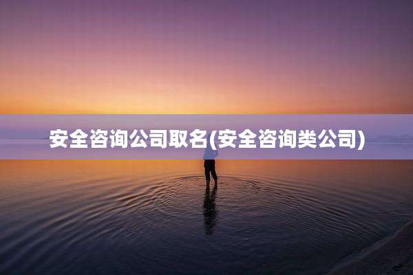 安全咨询公司取名(安全咨询类公司)