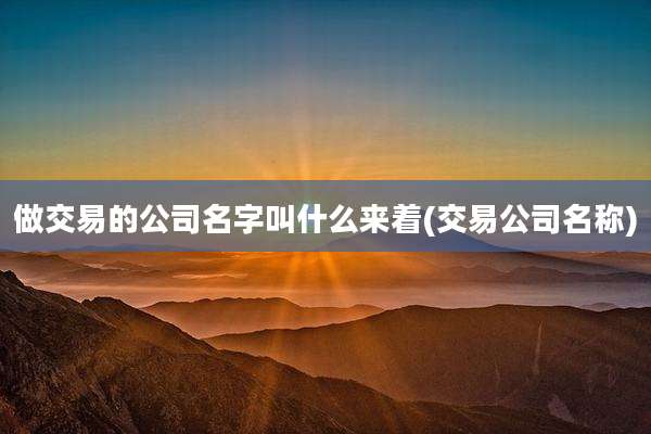做交易的公司名字叫什么来着(交易公司名称)