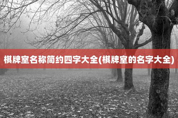 棋牌室名称简约四字大全(棋牌室的名字大全)