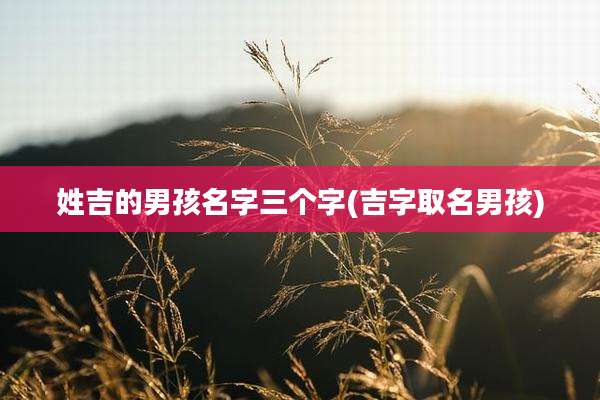 姓吉的男孩名字三个字(吉字取名男孩)