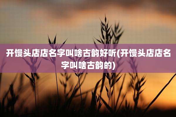开馒头店店名字叫啥古韵好听(开馒头店店名字叫啥古韵的)