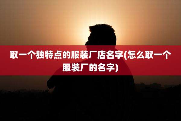 取一个独特点的服装厂店名字(怎么取一个服装厂的名字)
