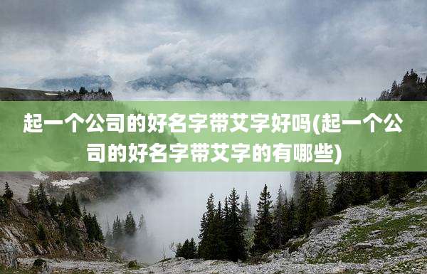 起一个公司的好名字带艾字好吗(起一个公司的好名字带艾字的有哪些)