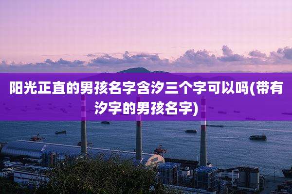 阳光正直的男孩名字含汐三个字可以吗(带有汐字的男孩名字)