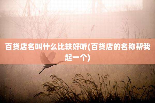 百货店名叫什么比较好听(百货店的名称帮我起一个)