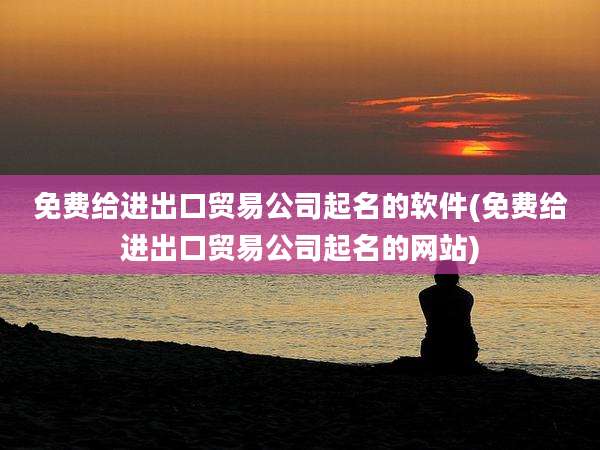 免费给进出口贸易公司起名的软件(免费给进出口贸易公司起名的网站)