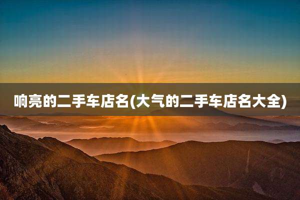 响亮的二手车店名(大气的二手车店名大全)