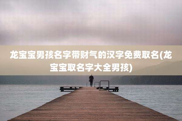 龙宝宝男孩名字带财气的汉字免费取名(龙宝宝取名字大全男孩)