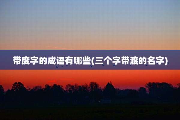 带度字的成语有哪些(三个字带渡的名字)