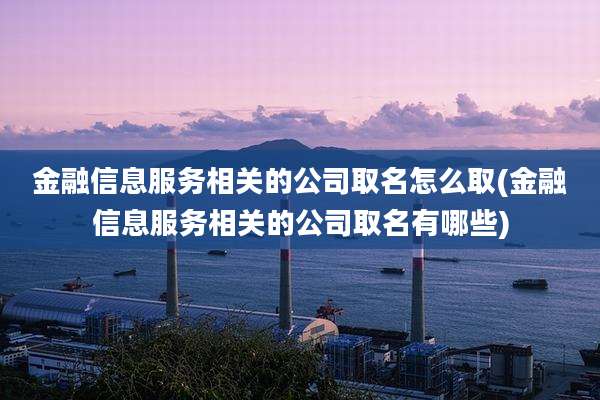 金融信息服务相关的公司取名怎么取(金融信息服务相关的公司取名有哪些)
