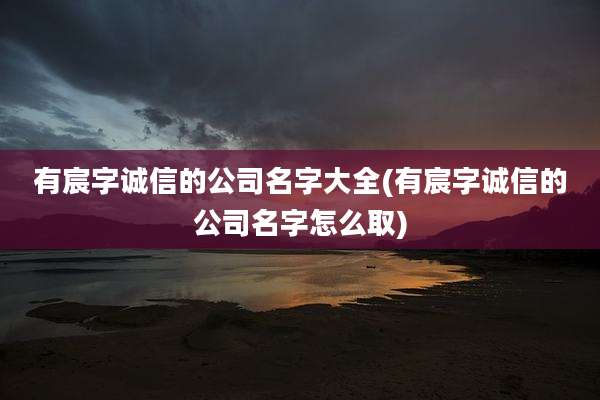 有宸字诚信的公司名字大全(有宸字诚信的公司名字怎么取)