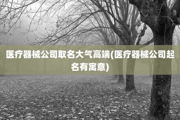 医疗器械公司取名大气高端(医疗器械公司起名有寓意)