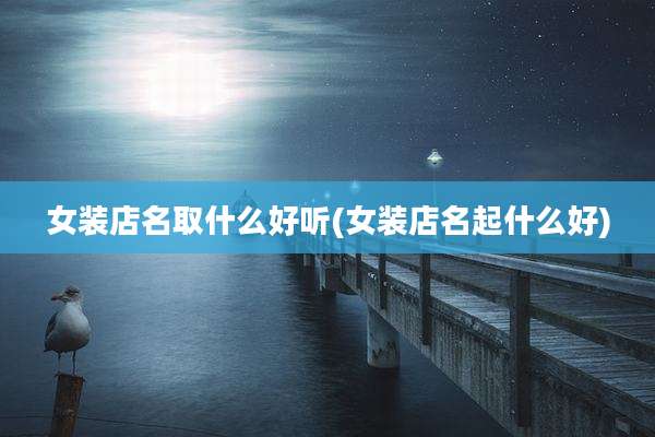 女装店名取什么好听(女装店名起什么好)