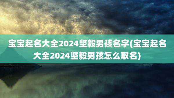 宝宝起名大全2024坚毅男孩名字(宝宝起名大全2024坚毅男孩怎么取名)