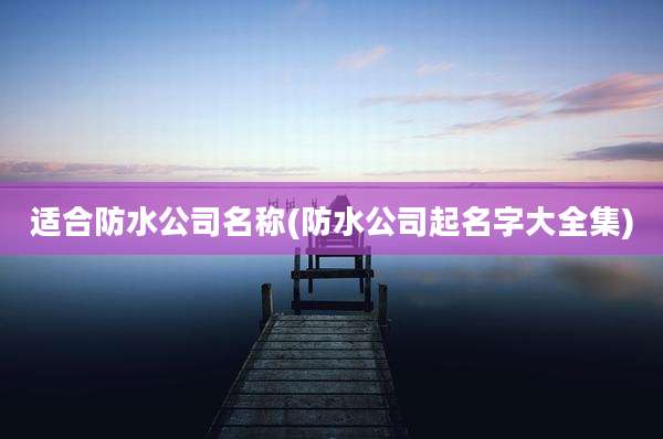 适合防水公司名称(防水公司起名字大全集)
