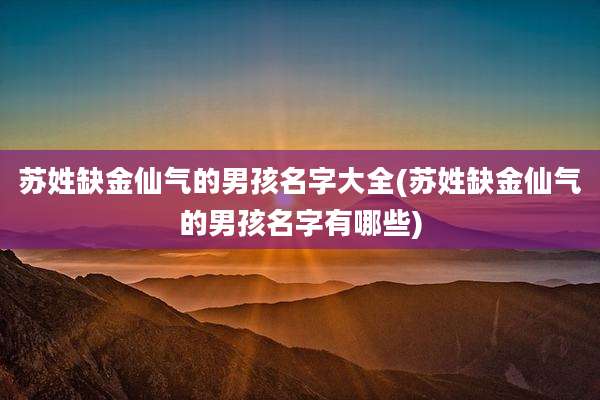 苏姓缺金仙气的男孩名字大全(苏姓缺金仙气的男孩名字有哪些)