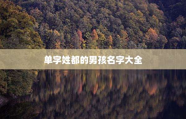 单字姓都的男孩名字大全