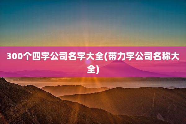 300个四字公司名字大全(带力字公司名称大全)