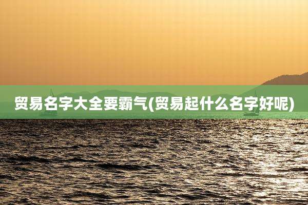 贸易名字大全要霸气(贸易起什么名字好呢)