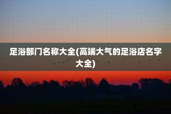 足浴部门名称大全(高端大气的足浴店名字大全)