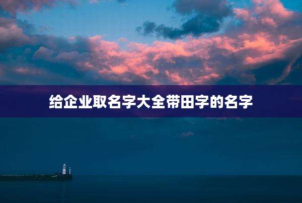给企业取名字大全带田字的名字