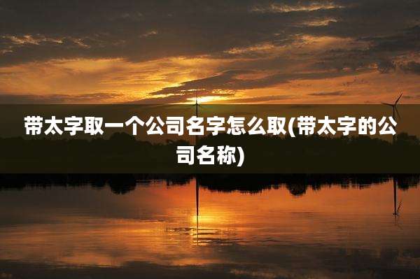 带太字取一个公司名字怎么取(带太字的公司名称)