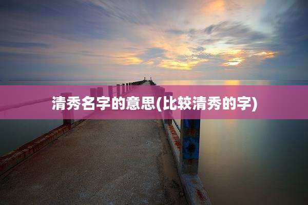 清秀名字的意思(比较清秀的字)