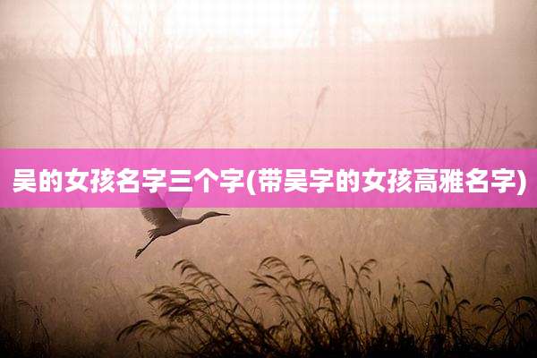 吴的女孩名字三个字(带吴字的女孩高雅名字)