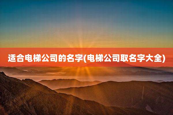 适合电梯公司的名字(电梯公司取名字大全)