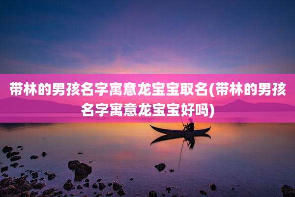 带林的男孩名字寓意龙宝宝取名(带林的男孩名字寓意龙宝宝好吗)