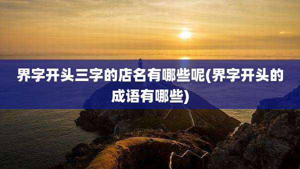 界字开头三字的店名有哪些呢(界字开头的成语有哪些)