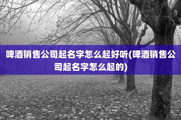 啤酒销售公司起名字怎么起好听(啤酒销售公司起名字怎么起的)