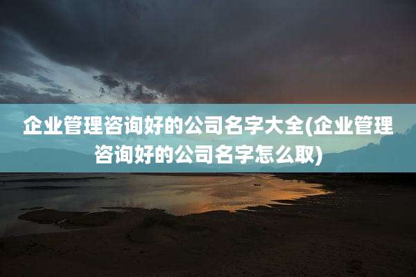 企业管理咨询好的公司名字大全(企业管理咨询好的公司名字怎么取)