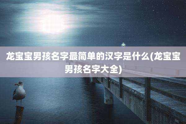 龙宝宝男孩名字最简单的汉字是什么(龙宝宝男孩名字大全)