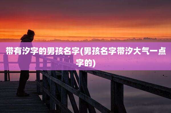 带有汐字的男孩名字(男孩名字带汐大气一点字的)