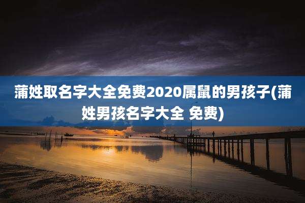 蒲姓取名字大全免费2020属鼠的男孩子(蒲姓男孩名字大全 免费)